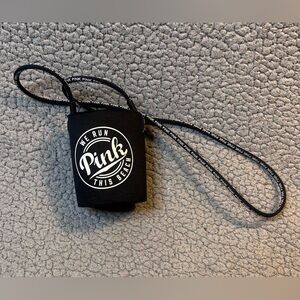Victoria's Secret Pink Koozie Water Bottle Holder Black And White We Run This